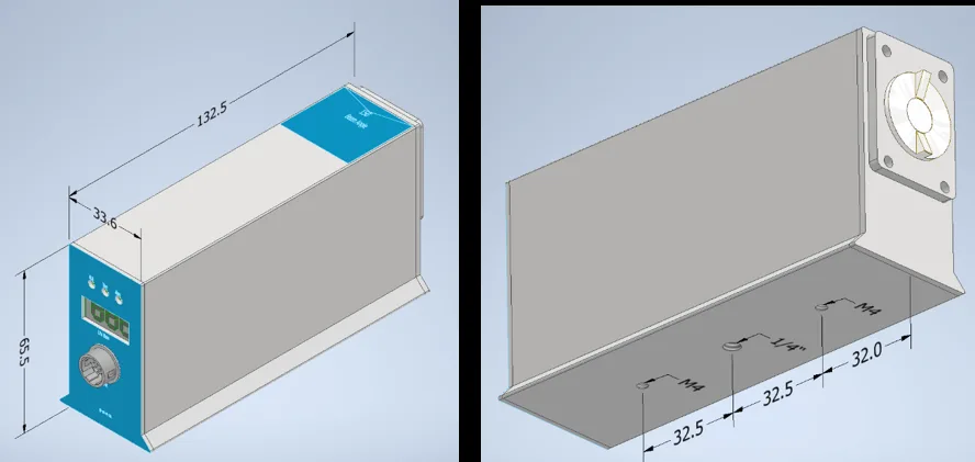 PW-15H head dimensions — 132.5 × 33.6 × 65.5 mm